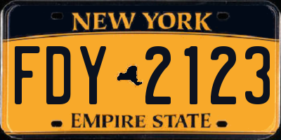 NY license plate FDY2123