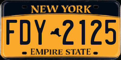 NY license plate FDY2125