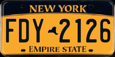 NY license plate FDY2126