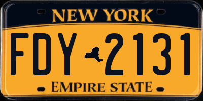 NY license plate FDY2131