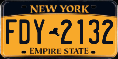NY license plate FDY2132