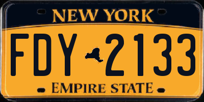 NY license plate FDY2133