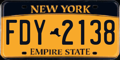 NY license plate FDY2138