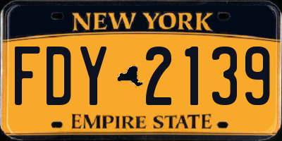 NY license plate FDY2139