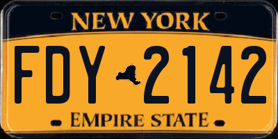 NY license plate FDY2142