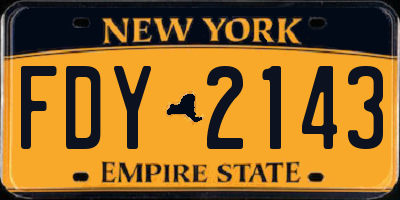 NY license plate FDY2143