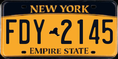 NY license plate FDY2145