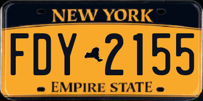 NY license plate FDY2155