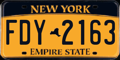 NY license plate FDY2163
