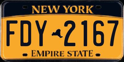 NY license plate FDY2167