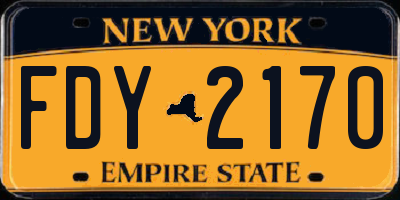 NY license plate FDY2170