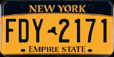 NY license plate FDY2171