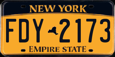 NY license plate FDY2173