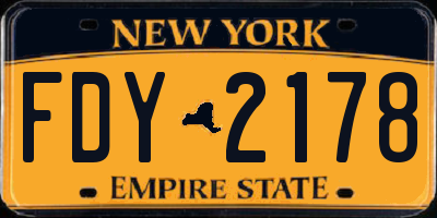 NY license plate FDY2178