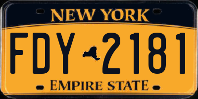 NY license plate FDY2181