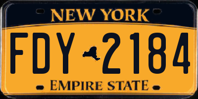 NY license plate FDY2184