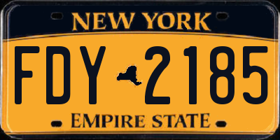 NY license plate FDY2185