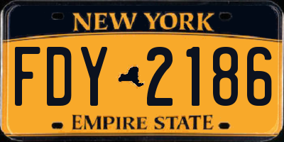 NY license plate FDY2186