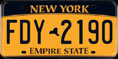 NY license plate FDY2190