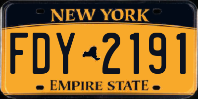 NY license plate FDY2191
