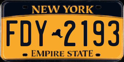 NY license plate FDY2193