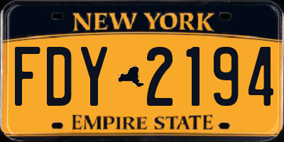 NY license plate FDY2194