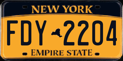 NY license plate FDY2204