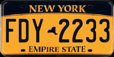 NY license plate FDY2233
