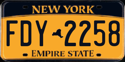 NY license plate FDY2258