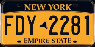 NY license plate FDY2281
