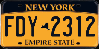 NY license plate FDY2312