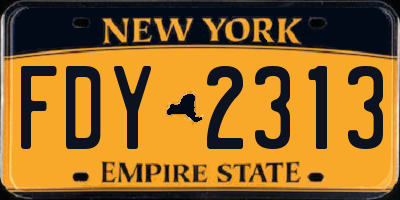 NY license plate FDY2313