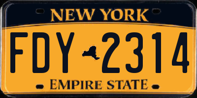 NY license plate FDY2314