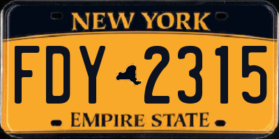 NY license plate FDY2315