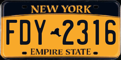 NY license plate FDY2316