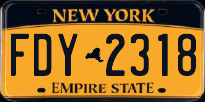 NY license plate FDY2318