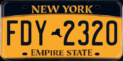 NY license plate FDY2320