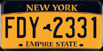 NY license plate FDY2331