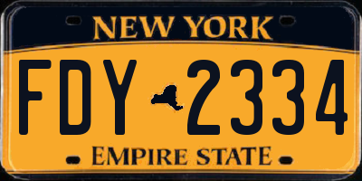 NY license plate FDY2334