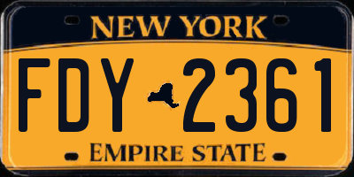 NY license plate FDY2361