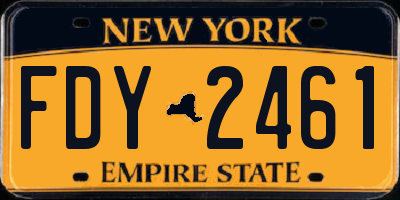 NY license plate FDY2461