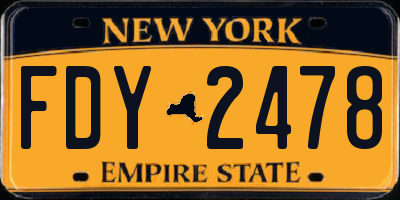 NY license plate FDY2478