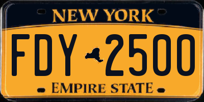NY license plate FDY2500