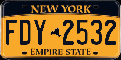 NY license plate FDY2532