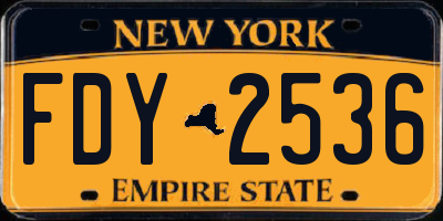 NY license plate FDY2536