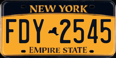 NY license plate FDY2545