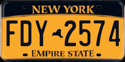 NY license plate FDY2574