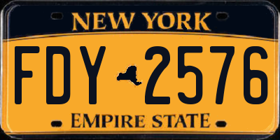 NY license plate FDY2576