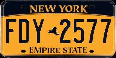 NY license plate FDY2577
