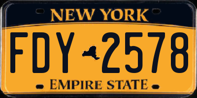 NY license plate FDY2578
